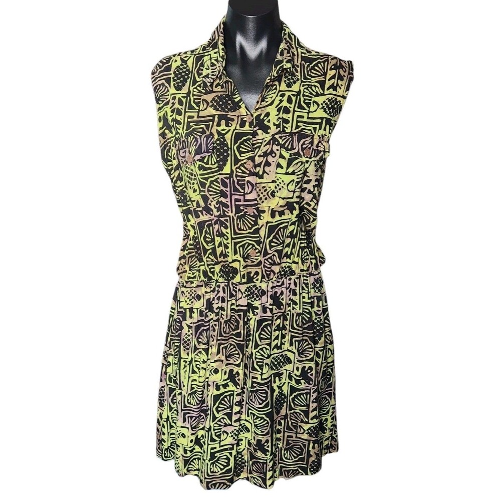 Hand Kreation Tribal Dress Large Bamboo Buttons Indonesian Bali Travel